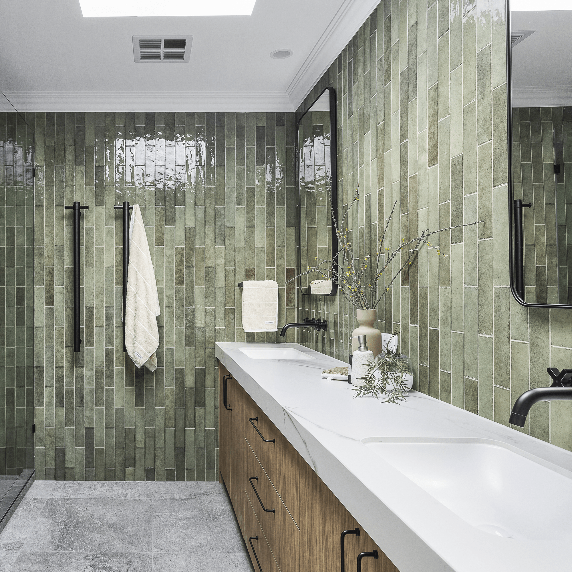 THERMORAIL - VS900HB Matt Black Round Vertical Single Heated Rail - Heated Towel Rails - from our - THERMORAIL - supplier–available at Bathroom City Perth