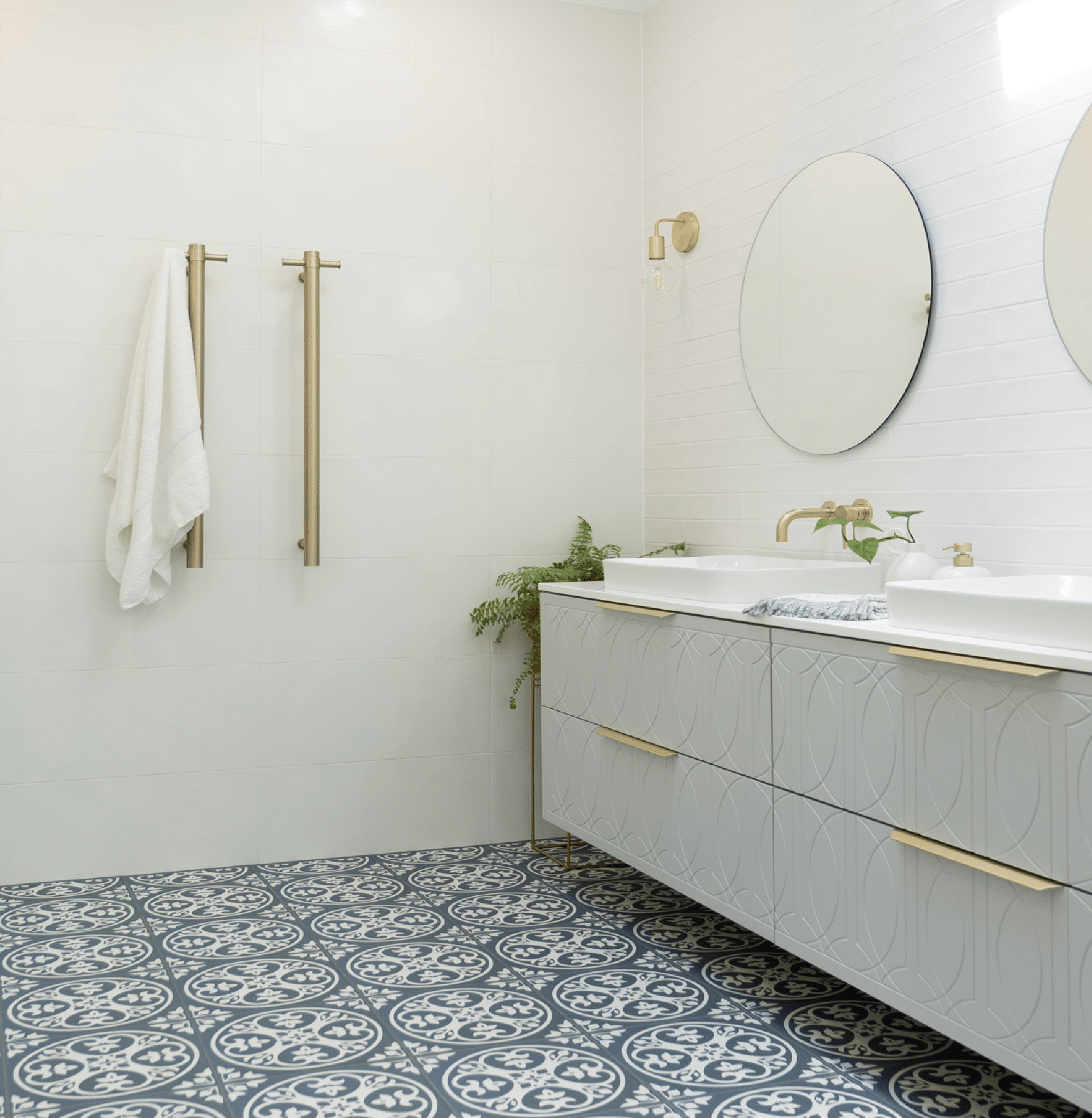 THERMORAIL - VS900HBB Brushed Brass Round Vertical Single Heated Towel Rail - Heated Towel Rails - from our - THERMORAIL - supplier–available at Bathroom City Perth