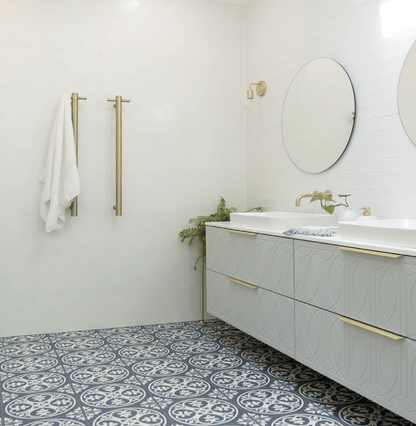 THERMORAIL - VS900HBB Brushed Brass Round Vertical Single Heated Towel Rail - Heated Towel Rails - from our - THERMORAIL - supplier–available at Bathroom City Perth