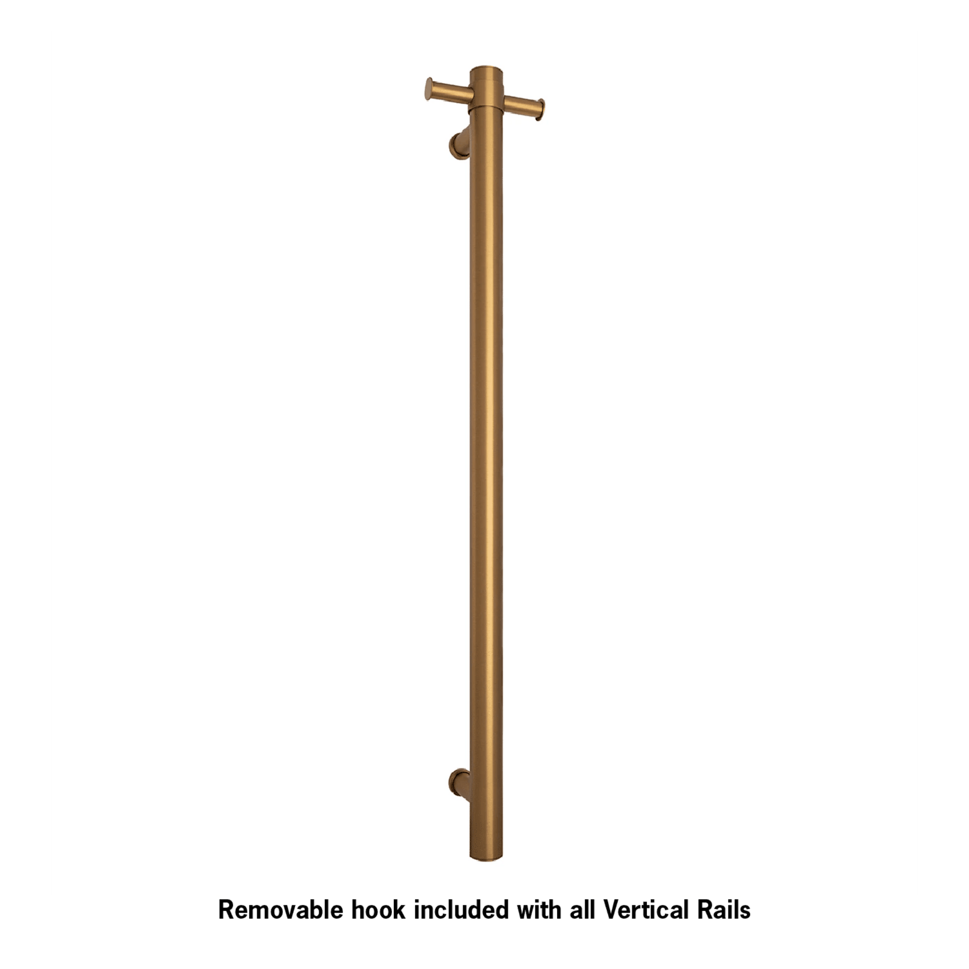 THERMORAIL - VS900HBG Brushed Gold Round Vertical Single Heated Towel RailHeated Towel Rails – available at Bathroom City Perth