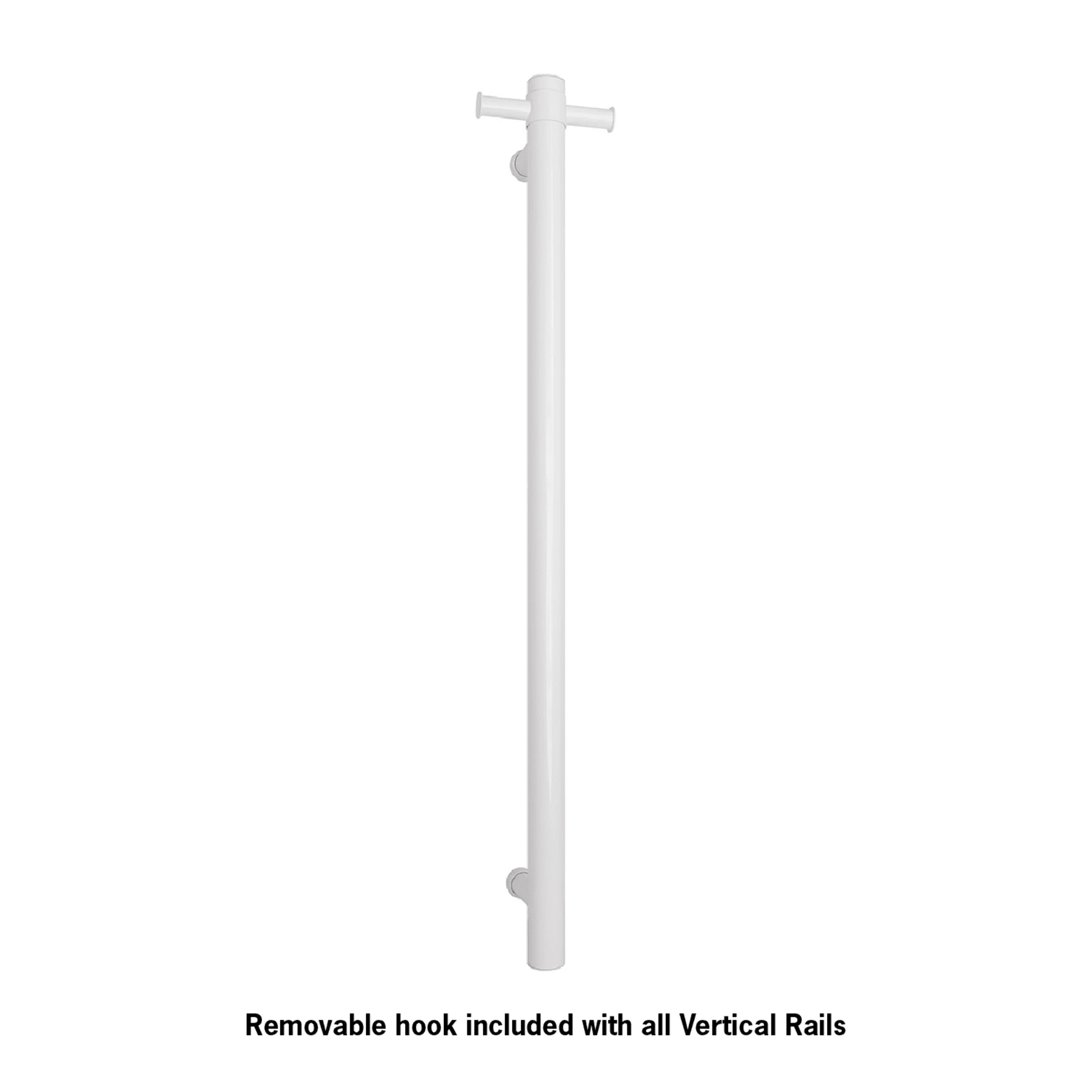 THERMORAIL - VS900HSW Satin White Straight Round Vertical Single Heated Towel RailHeated Towel Rails – available at Bathroom City Perth