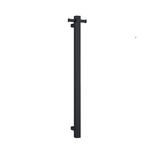 THERMORAIL - VS900SHB Matt Black Square Vertical Single Bar Heated Towel Rail - Heated Towel Rails - from our - THERMORAIL - supplier–available at Bathroom City Perth