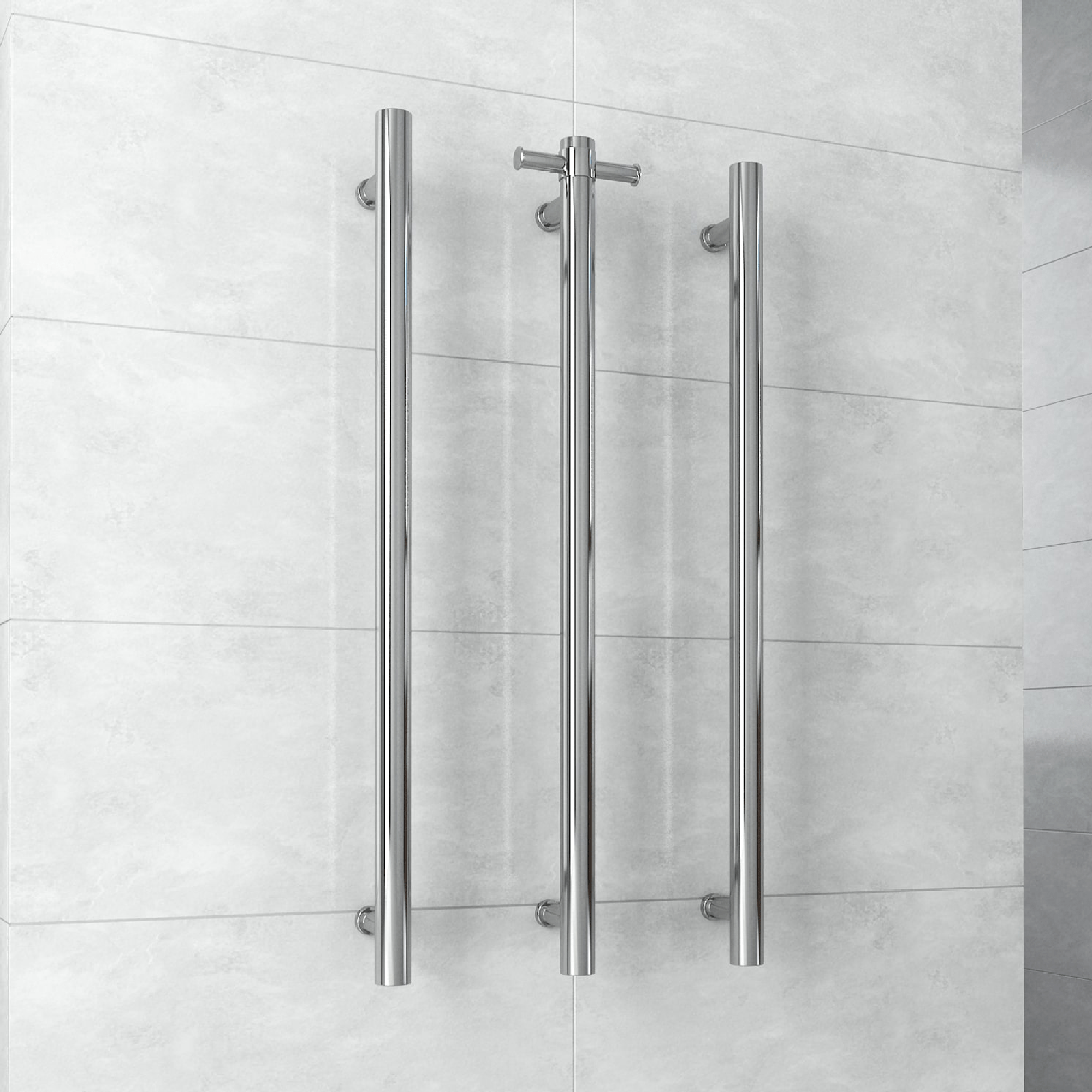 THERMORAIL - VSH900H Round 240Volt Vertical Single Polished Heated Towel Rail - Heated Towel Rails - from our - THERMORAIL - supplier–available at Bathroom City Perth