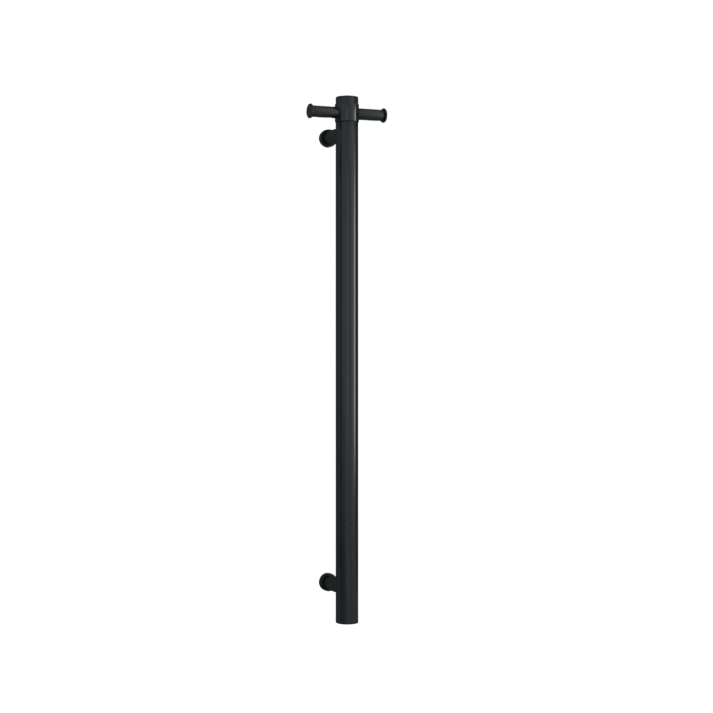 THERMORAIL - VSH900HB Matt Black Round 240Volt Vertical Single Heated Rail - Heated Towel Rails - from our - THERMORAIL - supplier–available at Bathroom City Perth