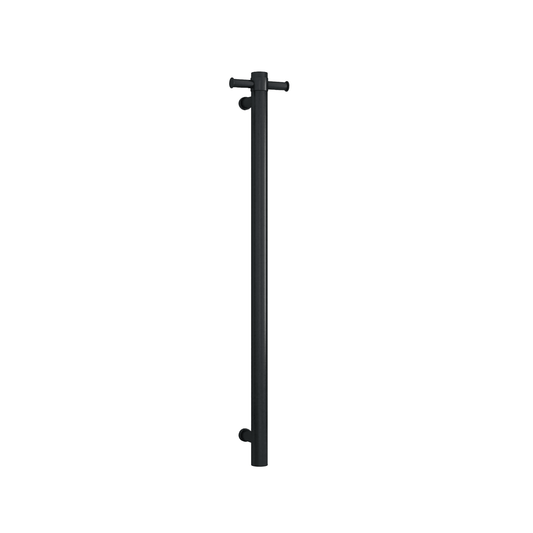 THERMORAIL - VSH900HB Matt Black Round 240Volt Vertical Single Heated Rail - Heated Towel Rails - from our - THERMORAIL - supplier–available at Bathroom City Perth