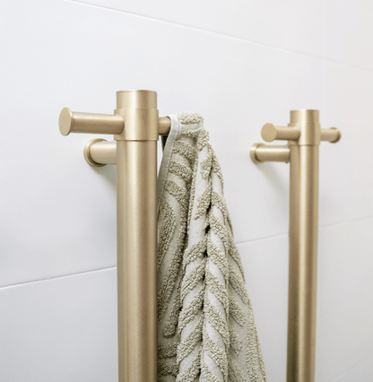 THERMORAIL - VSH900HBB Brushed Brass 240Volt Vertical Single Heated Rail - Heated Towel Rails - from our - THERMORAIL - supplier–available at Bathroom City Perth