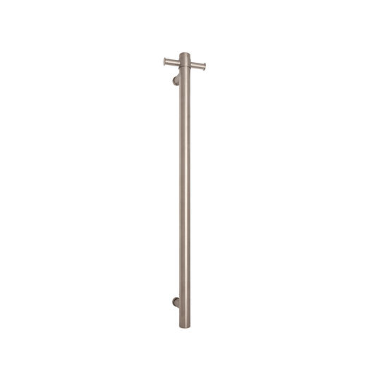 THERMORAIL - VSH900HBR Brushed Round 240Volt Vertical Single Heated Rail - Heated Towel Rails - from our - THERMORAIL - supplier–available at Bathroom City Perth