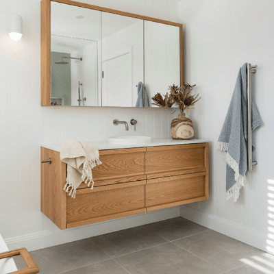 THERMORAIL - VSH900HBR Brushed Round 240Volt Vertical Single Heated Rail - Heated Towel Rails - from our - THERMORAIL - supplier–available at Bathroom City Perth