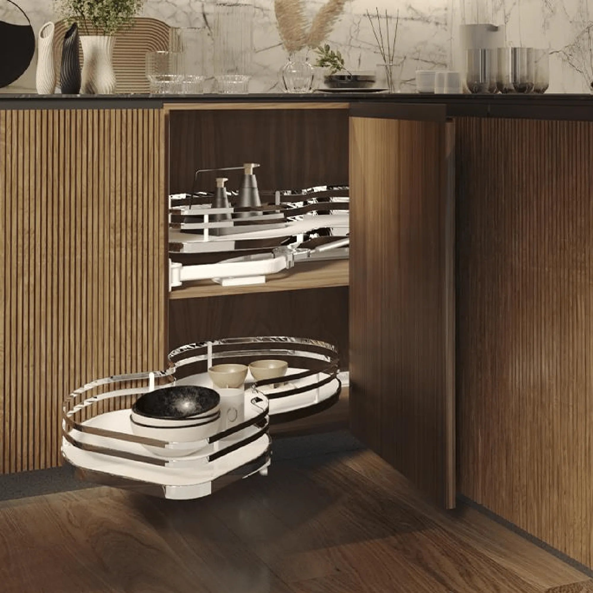 W&B - SIGE™ Left Hand Kidney Shelves-Kitchen Shelf-from our-Wilson & Bradley-supplier–available at Bathroom City Perth