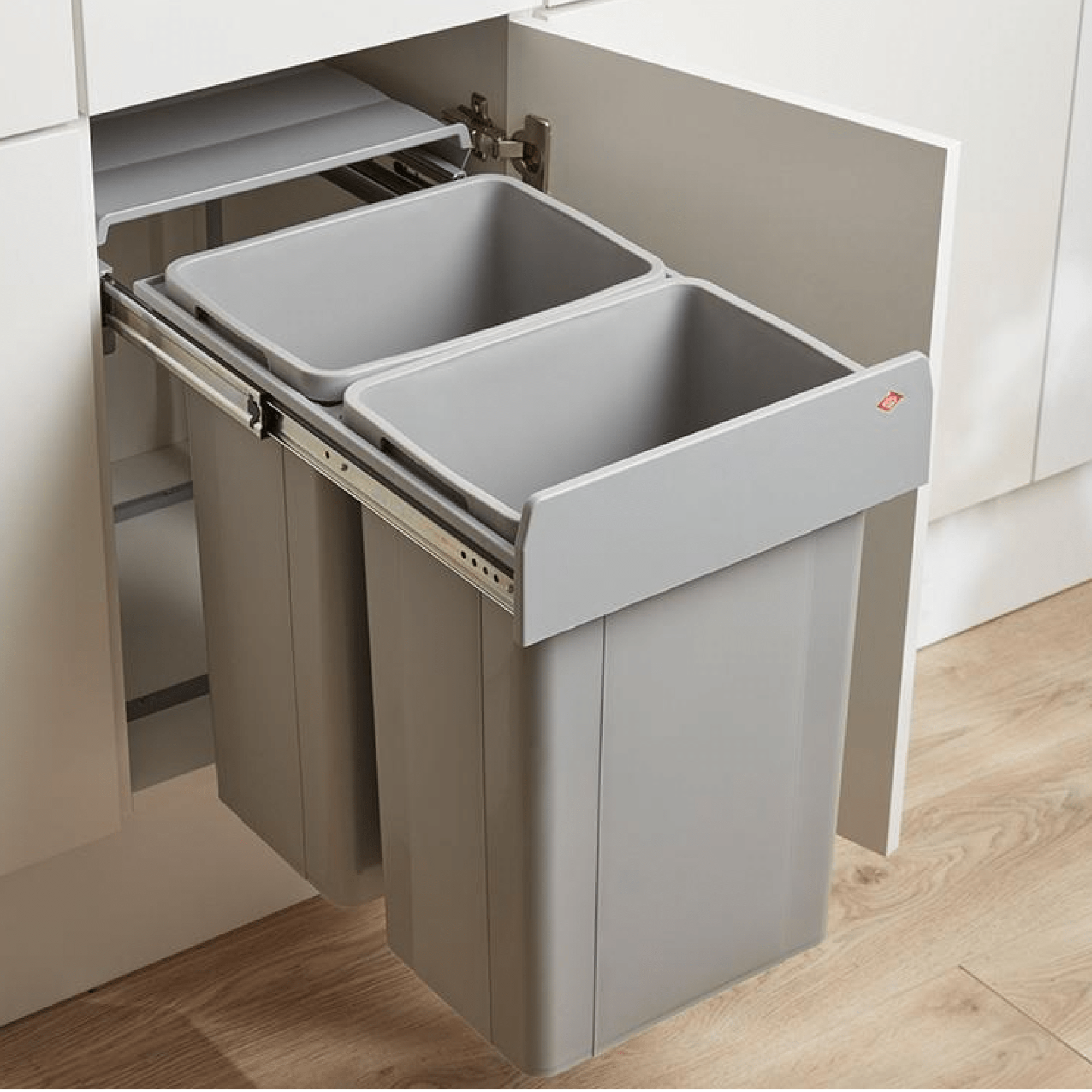 W&B - Wesco 52L (2 X 26) Plastic Hand Pull Waste Bin - Kitchen Bin - from our - Wilson & Bradley - supplier–available at Bathroom City Perth