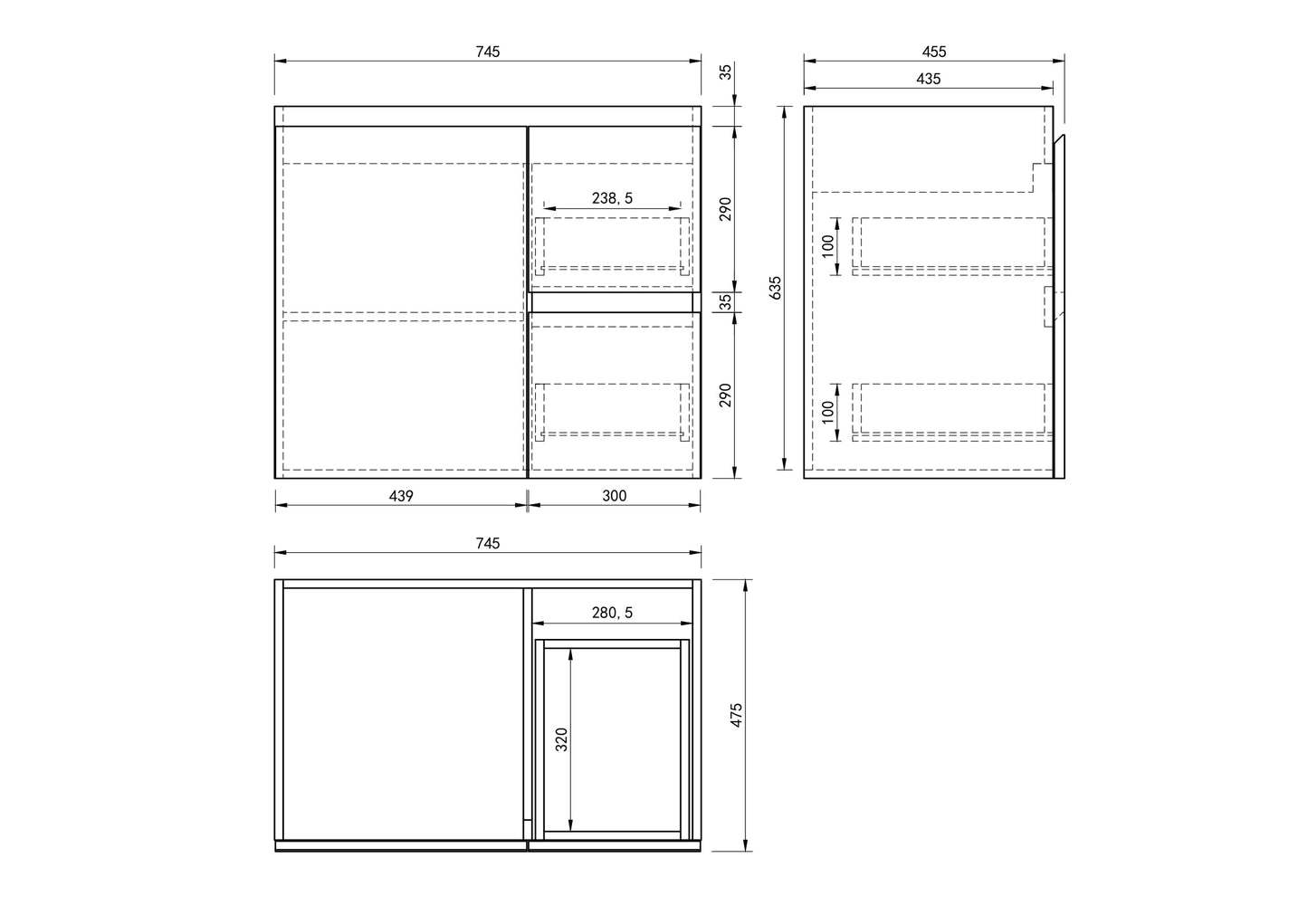 MELA - PADDY 750 Gloss White Freestanding Vanity with Door & Drawers