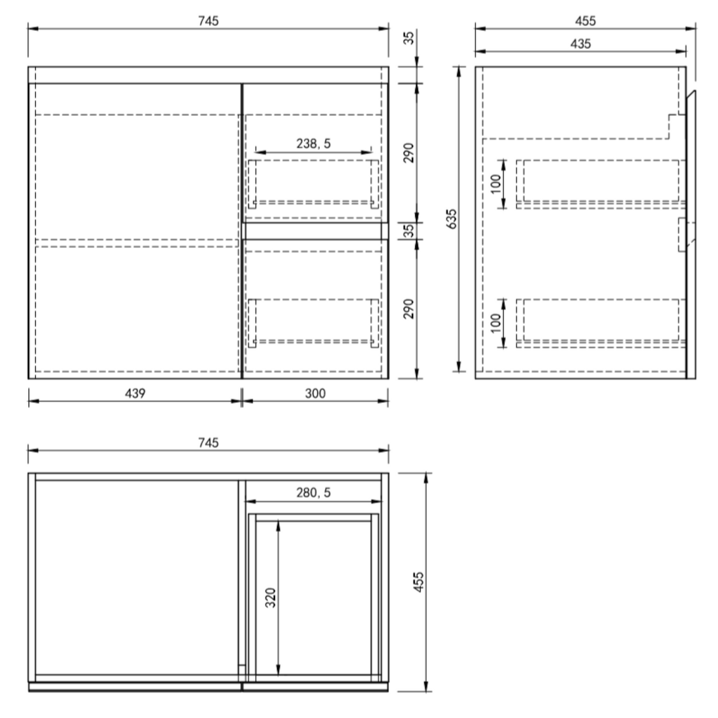 MELA - PADDY 750 Walnut Wall Hung Vanity with Door & Drawers
