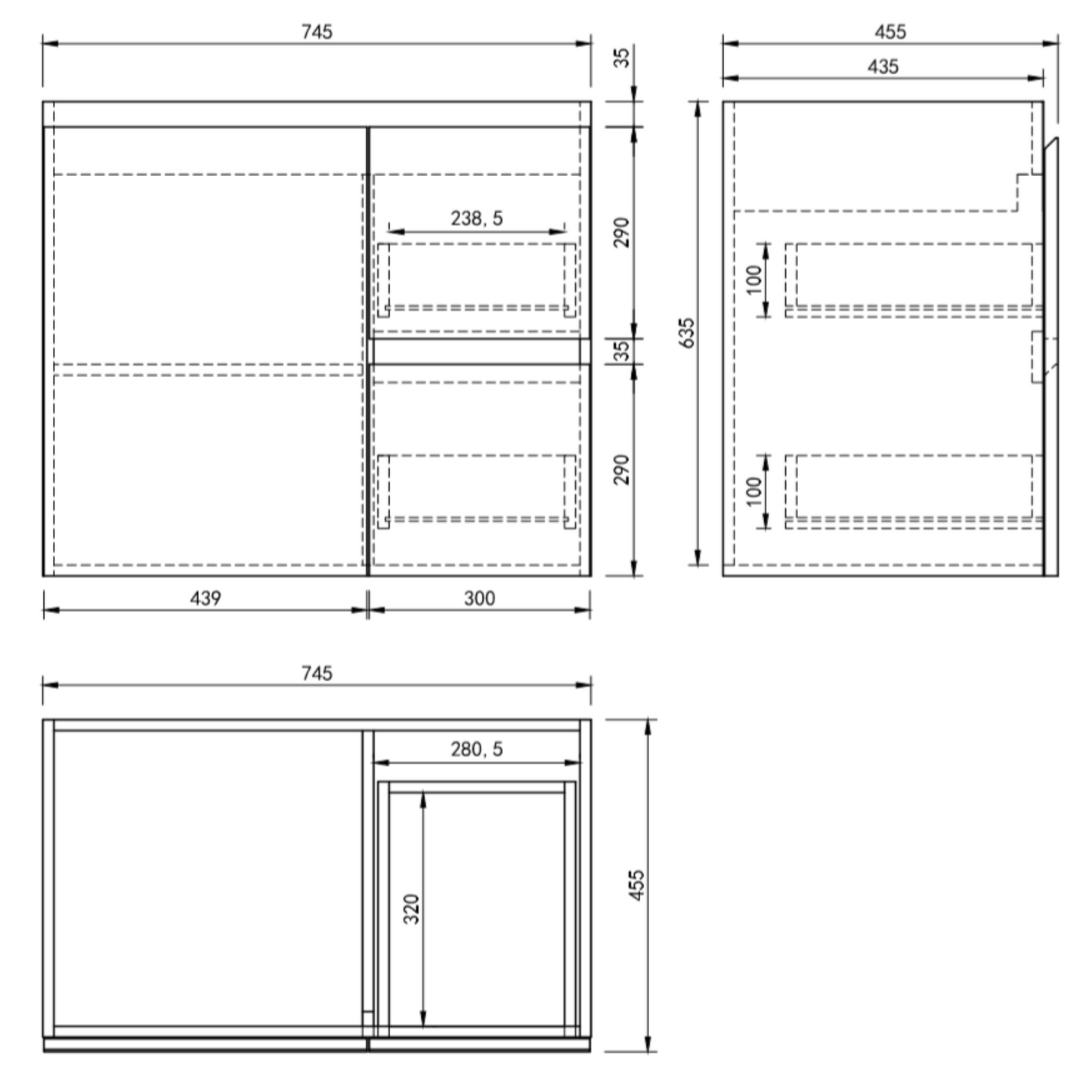 MELA - PADDY 750 Snafell Wall Hung Vanity with Door & Drawers