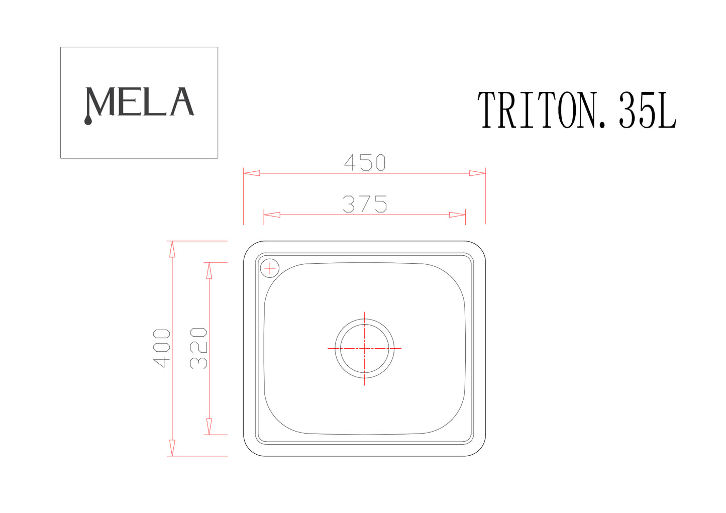 MELA - TRITON 35L Polish Kitchen/Laundry Sink - Single