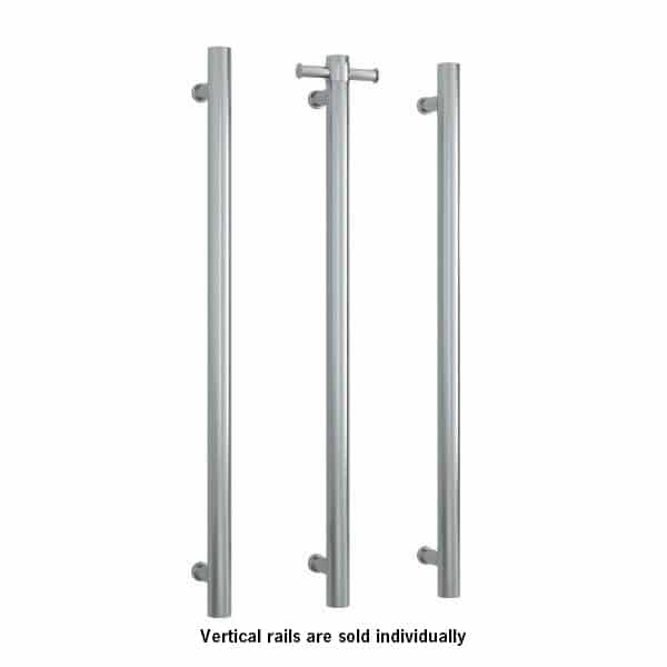 THERMORAIL - VS900HBR Brushed Straight Round Vertical Single Bar Heated Towel Rail