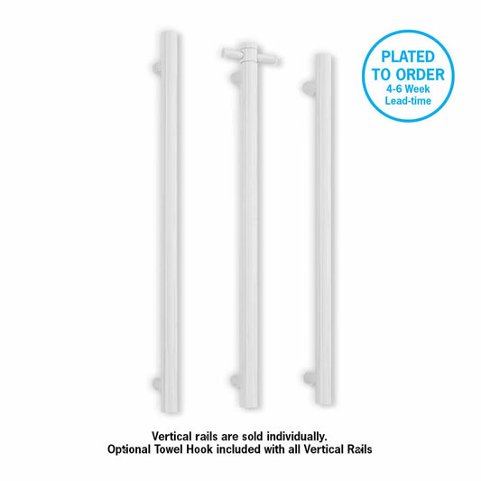THERMORAIL - VS900HSW Satin White Straight Round Vertical Single Heated Towel Rail