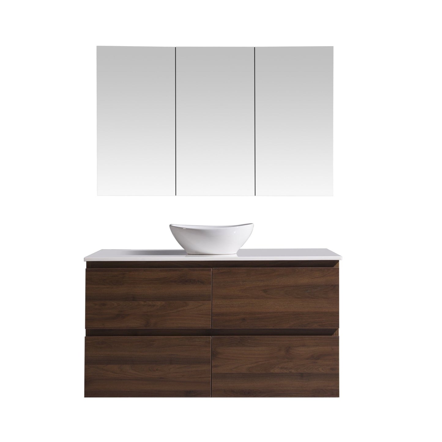 MELA - CLARK 1200 Walnut Wall Hung Vanity with 4 Drawers