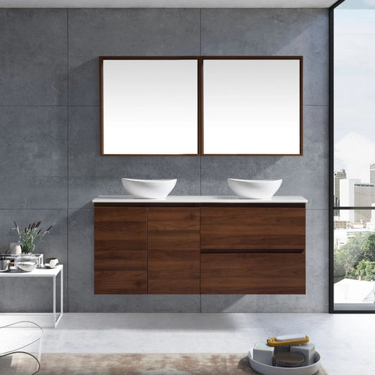 MELA - CLARK 1500 Walnut Wall Hung Vanity with Doors & Drawers