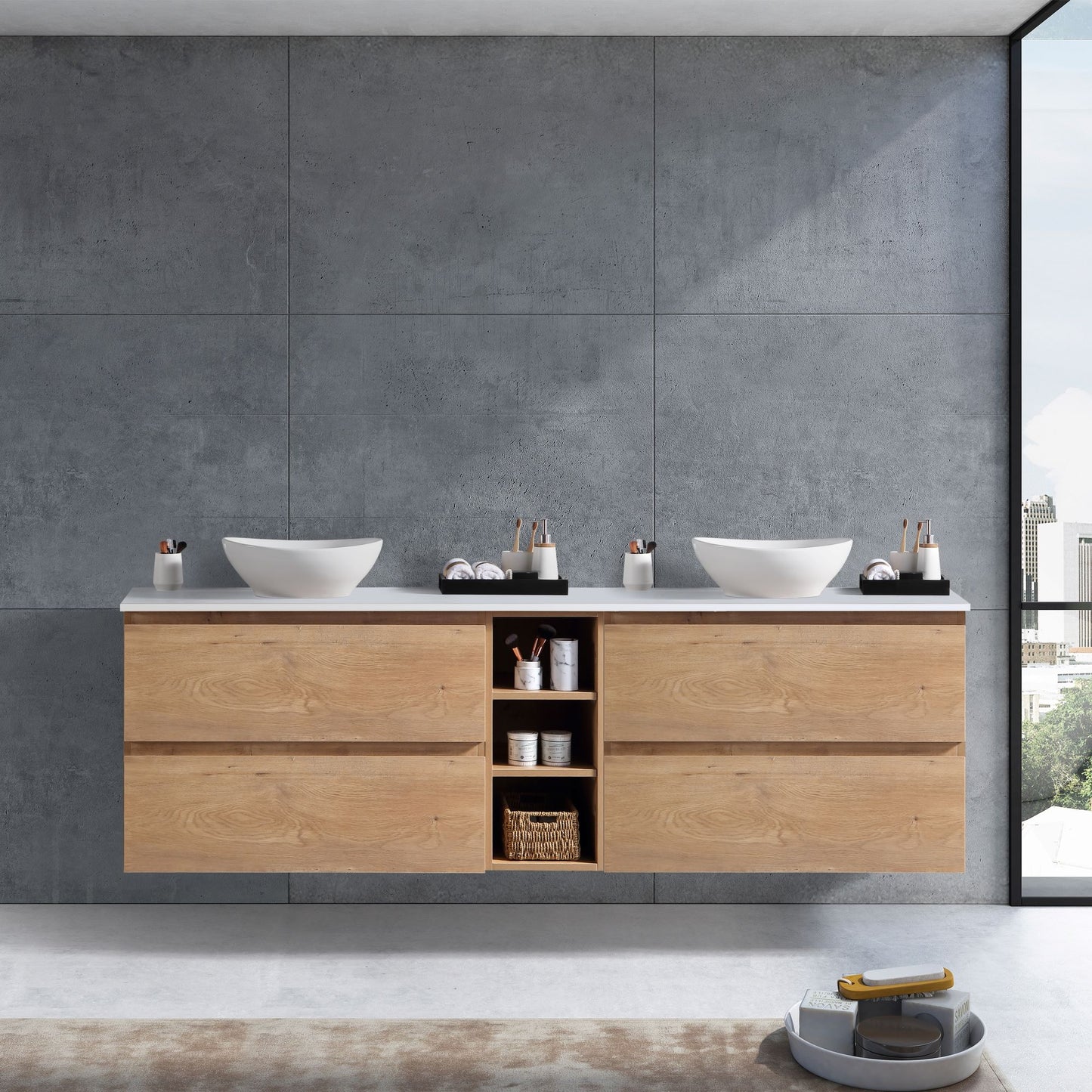 MELA - CLARK 1800 Snafell Wall Hung Vanity with 4 Drawers and Open Shelves