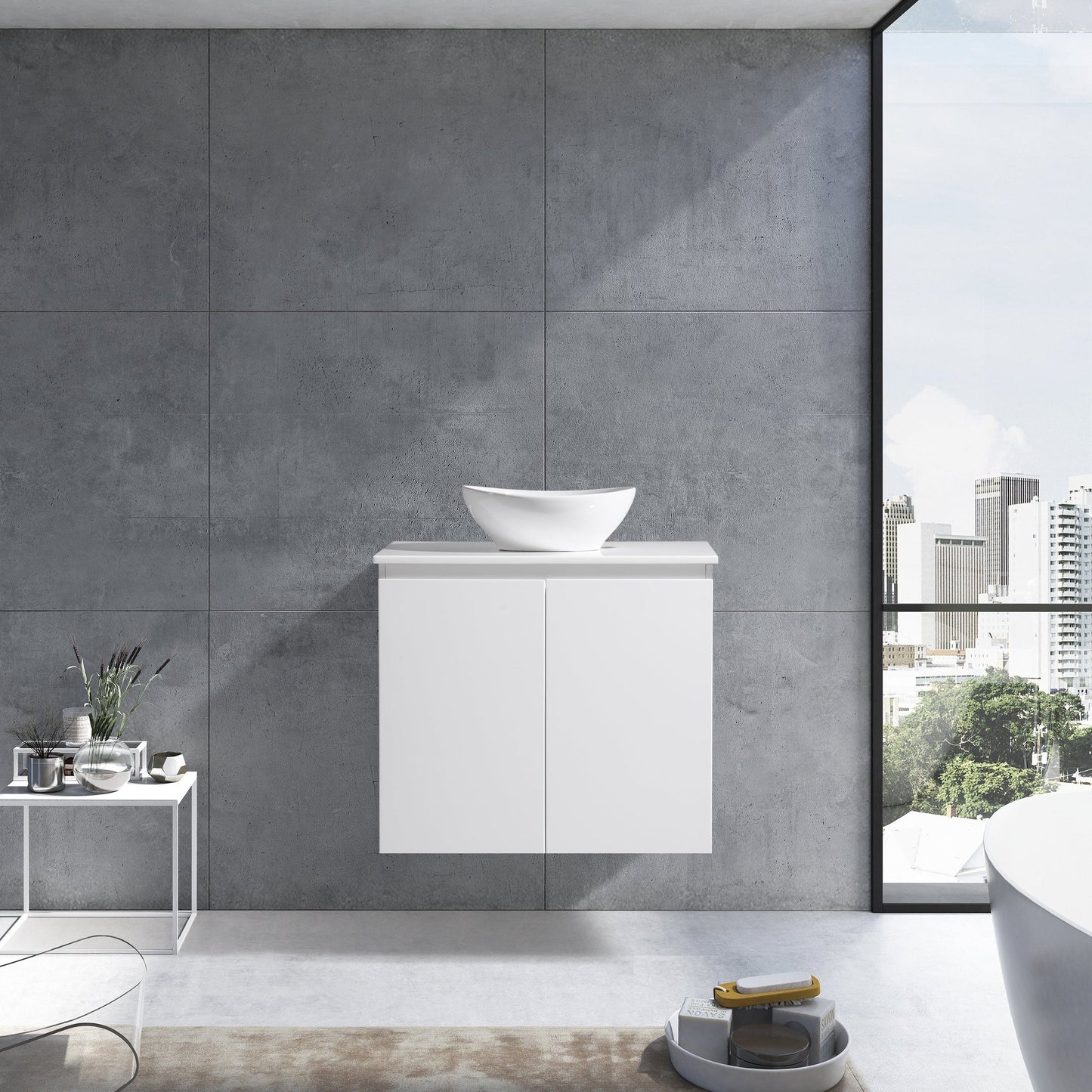 MELA - CLARK 600 Gloss White Wall Hung Vanity with 2 Doors