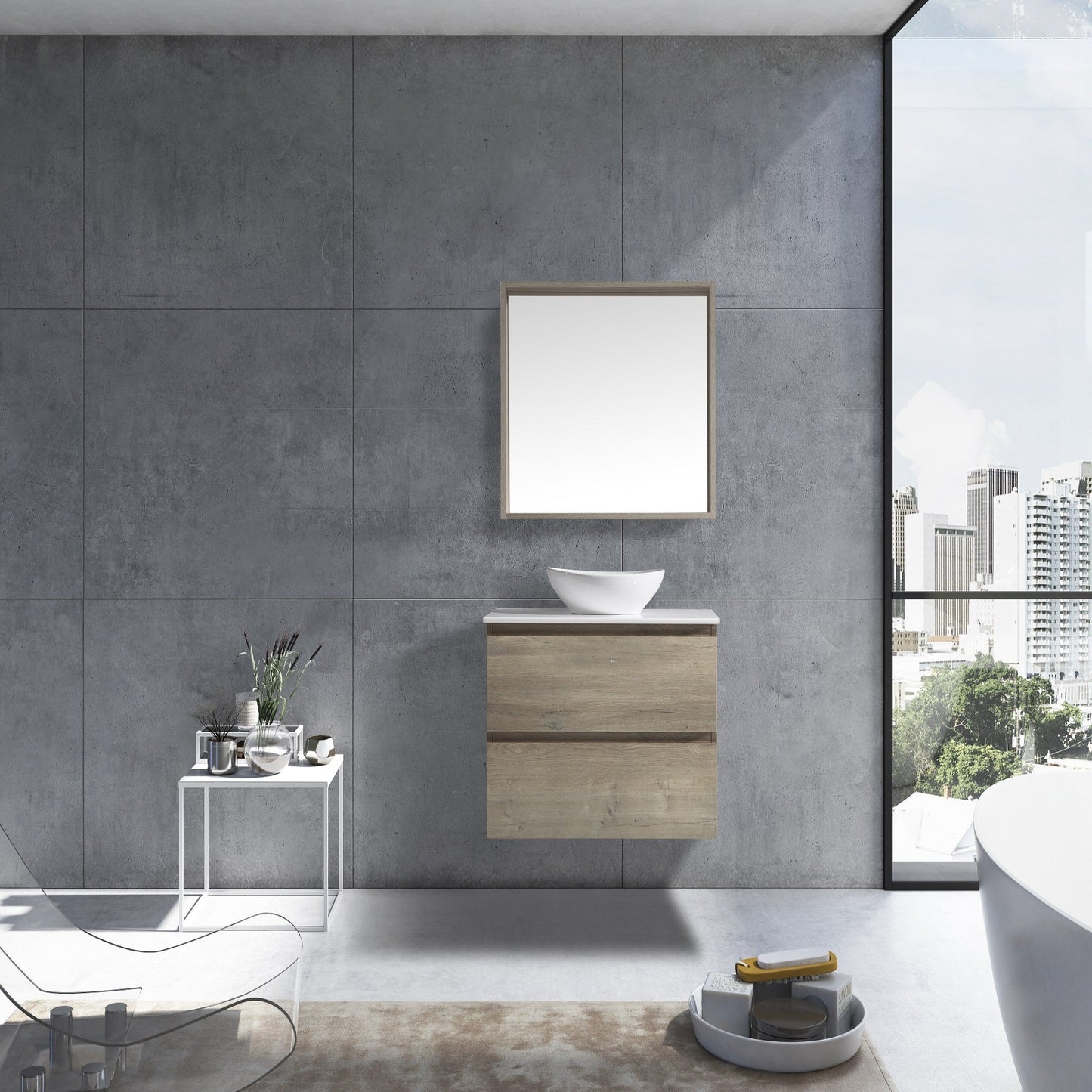 MELA - CLARK 600 Sorrento Oak Wall Hung Vanity with 2 Drawers