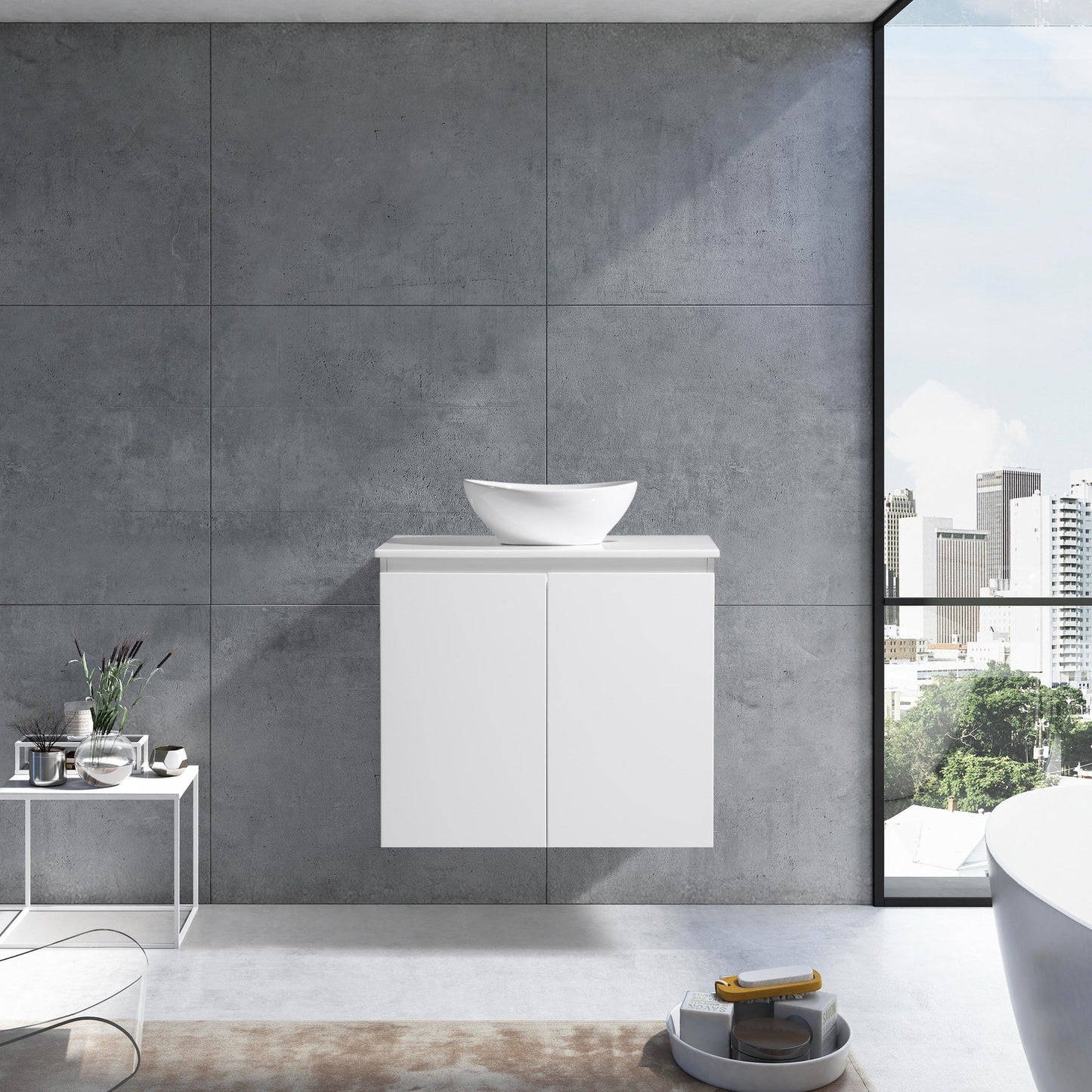 MELA - CLARK 750 Gloss White Wall Hung Vanity with 2 Doors
