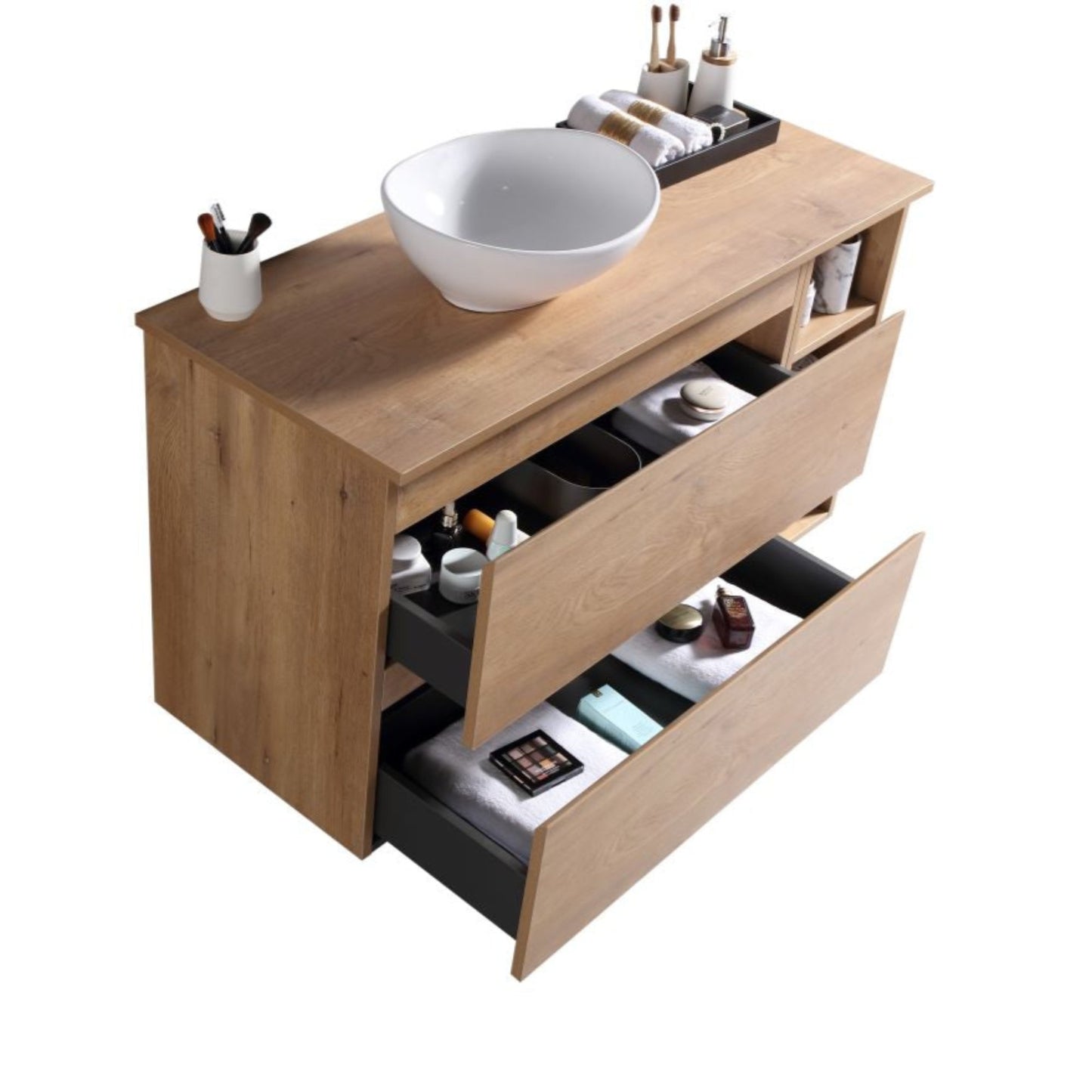MELA - CLARK 900 Snafell Wall Hung Vanity with 2 Drawers and Open Shelves