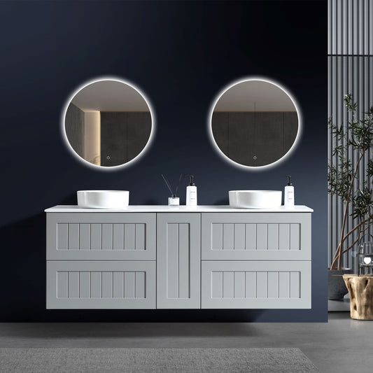 MELA - HAMPTON 1500 Matt Grey Wall Hung Vanity with 4 Drawers & Door
