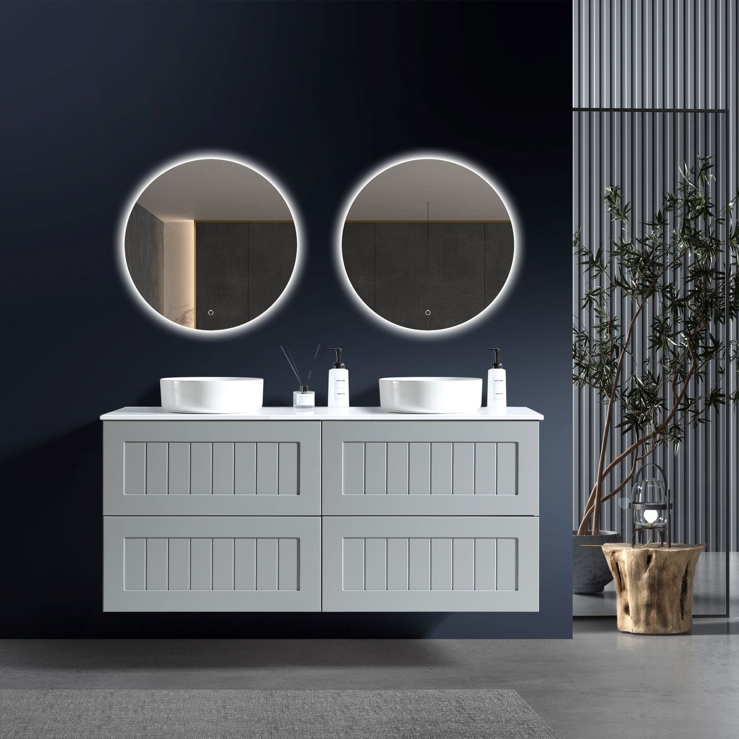 MELA - HAMPTON 1500 Matt Grey Wall Hung Vanity with Drawers