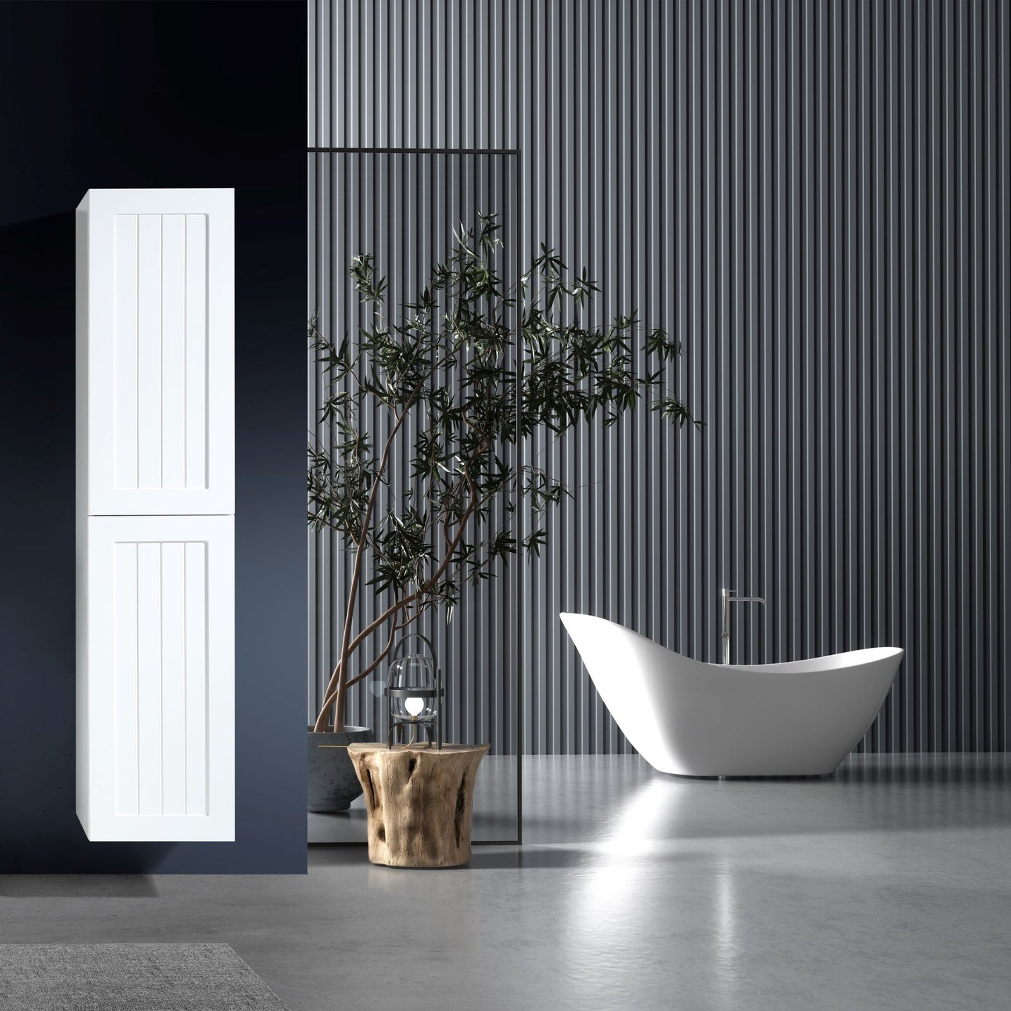 MELA - HAMPTON 400 Matt White Wall Hung Tallboy