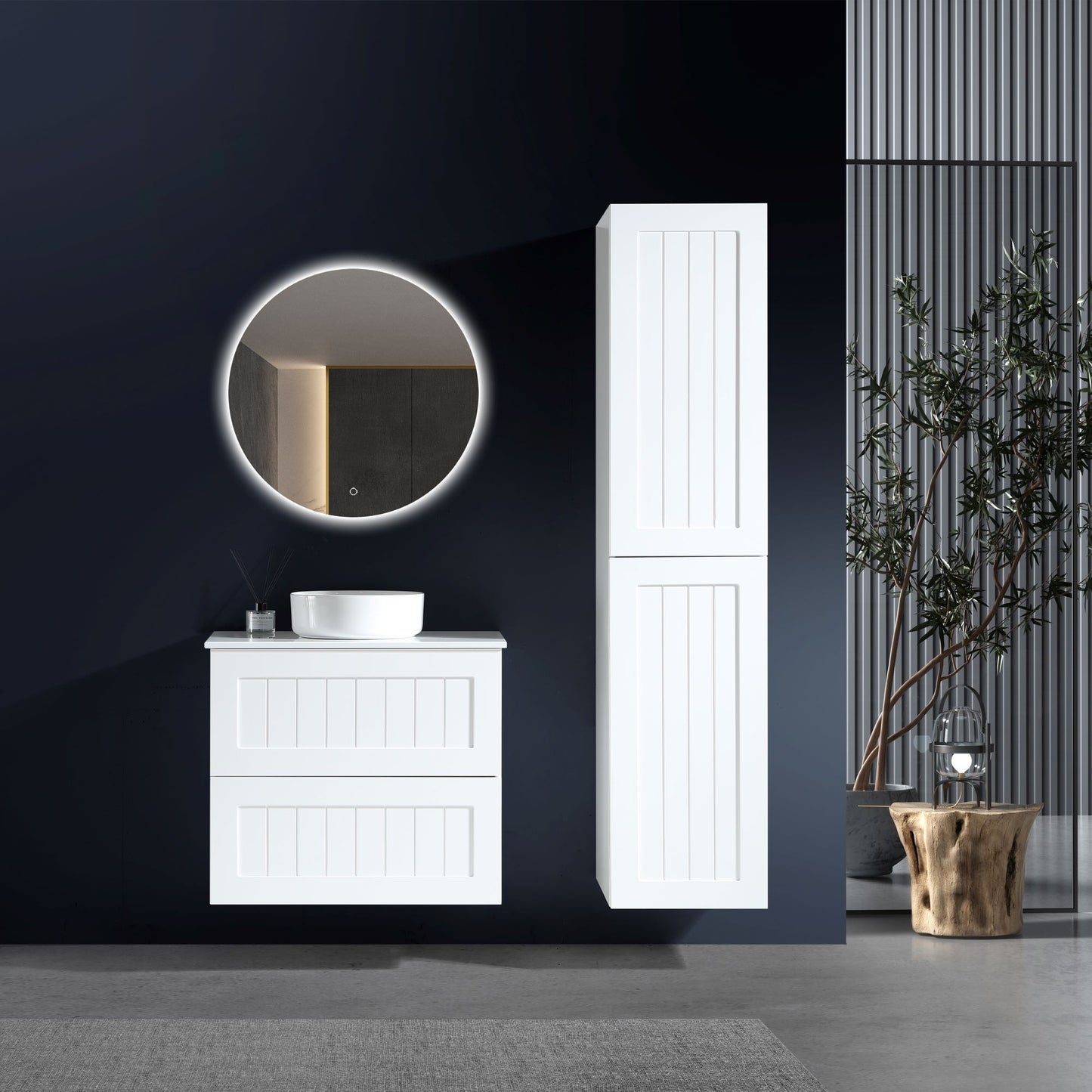 MELA - HAMPTON 600 Matt White Wall Hung Vanity with Drawers