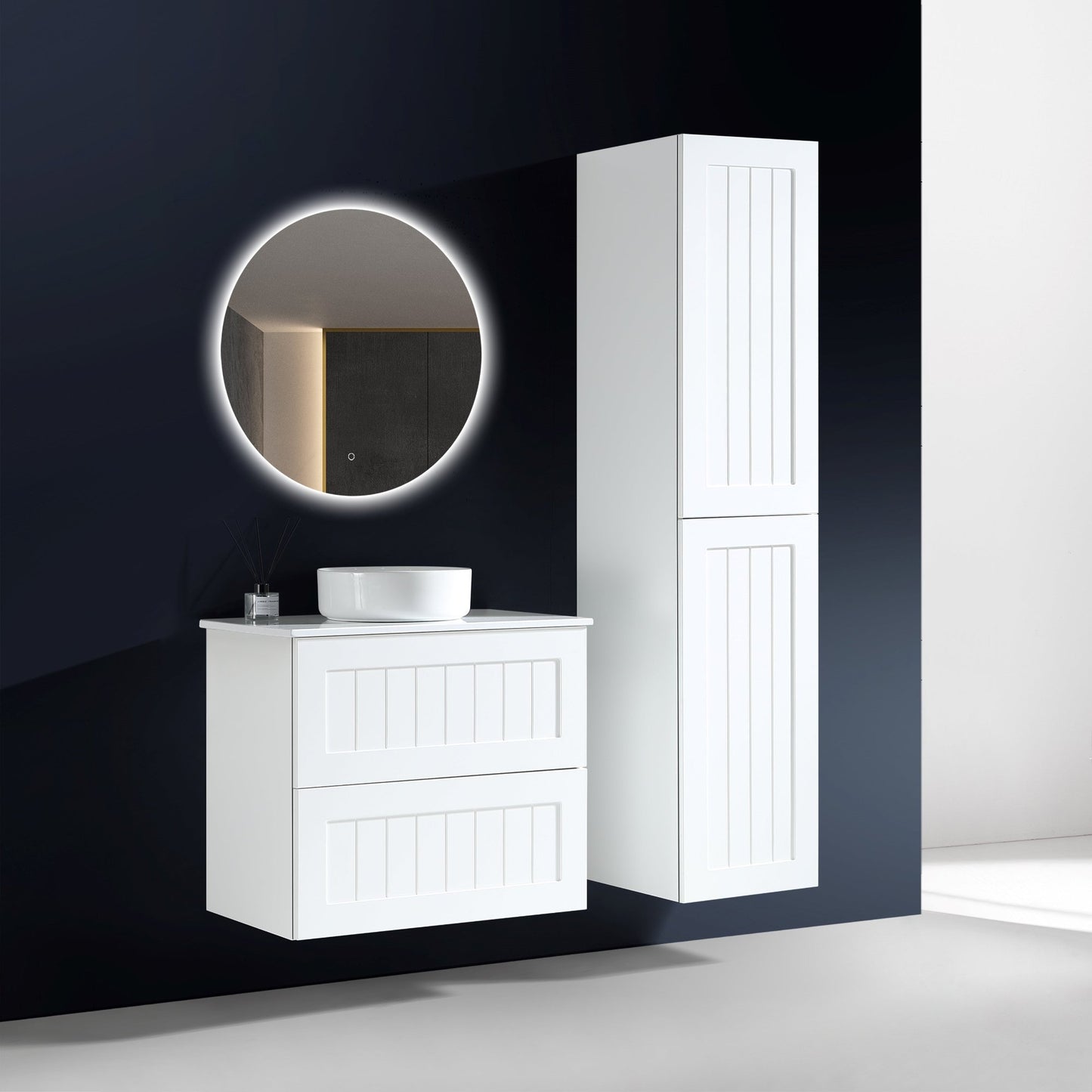 MELA - HAMPTON 600 Matt White Wall Hung Vanity with Drawers