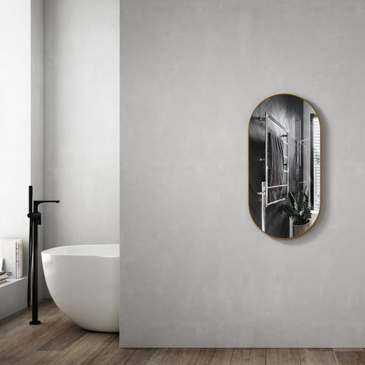 MELA - MIA 450 Oval Mirror Brushed Brass Frame