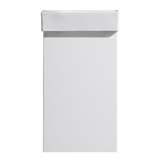 MELA - MOSES 400 Gloss White Wall Hung Powder Room Vanity with Door