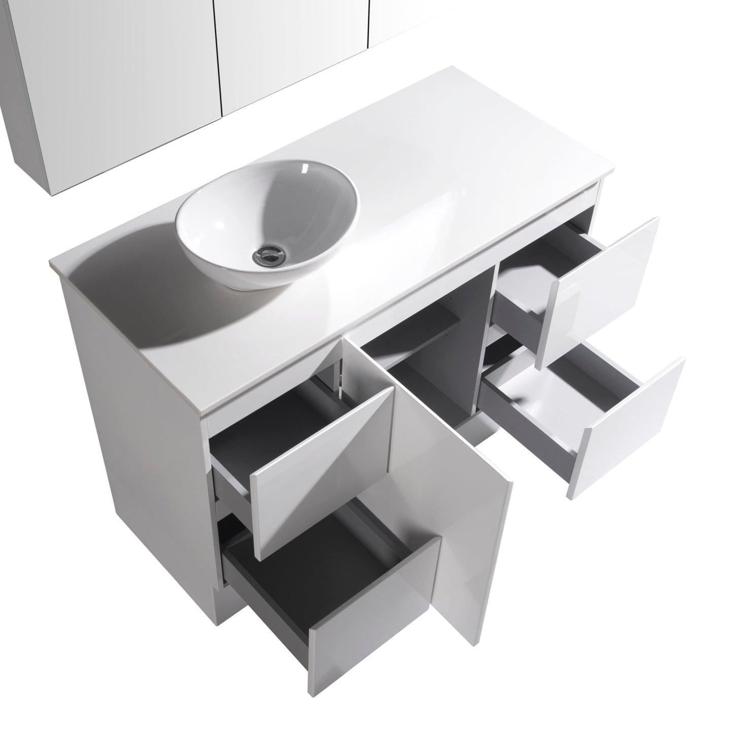 MELA - PADDY 1200 Gloss White Wall Hung Vanity with Door & Drawers