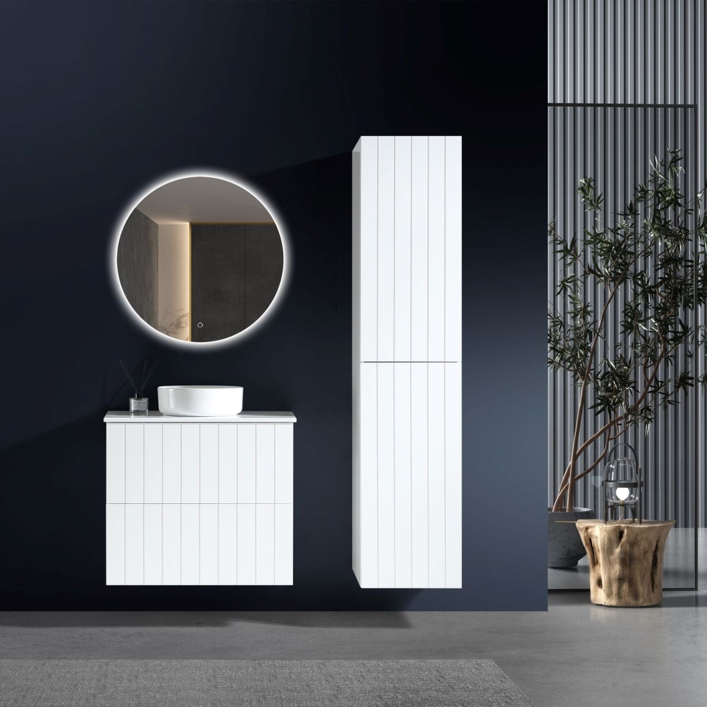 MELA - PASTEL 750 Matt White Wall Hung Vanity with Drawers