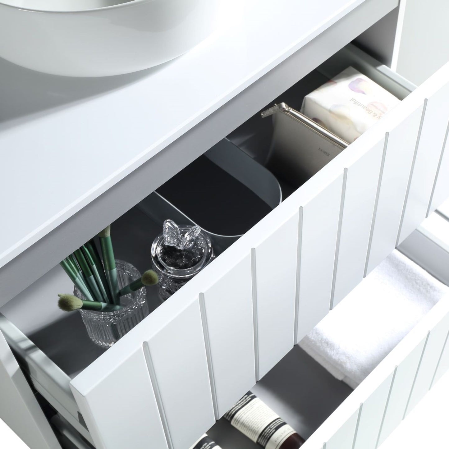 MELA - PASTEL 900 Matt White Wall Hung Vanity with Drawers