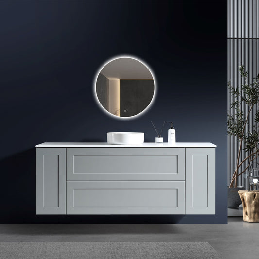 MELA - SHAKER 1350 Matt Grey Wall Hung Vanity with 2 Doors & 2 Drawers