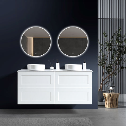 MELA - SHAKER 1500 Matt White Wall Hung Vanity with Drawers