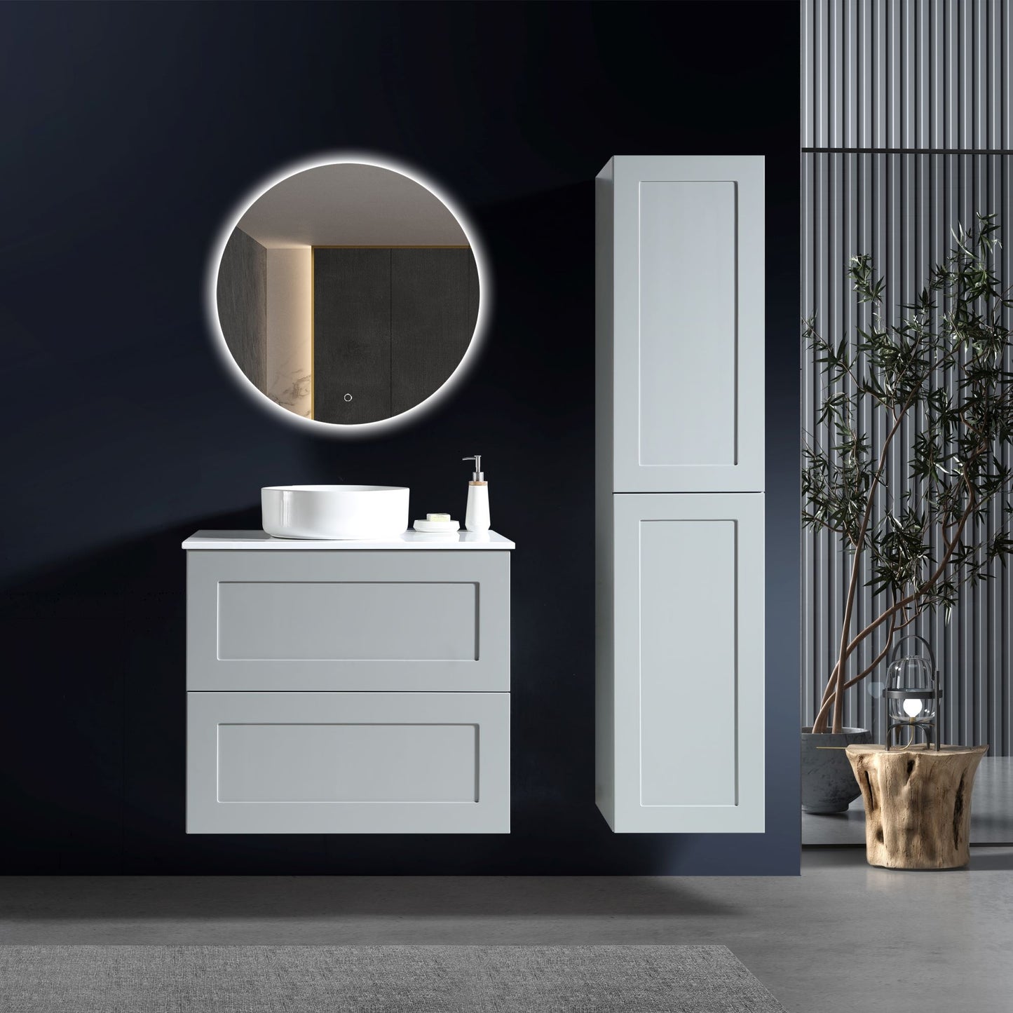 MELA - SHAKER 600 Matt Grey Wall Hung Vanity with Drawers