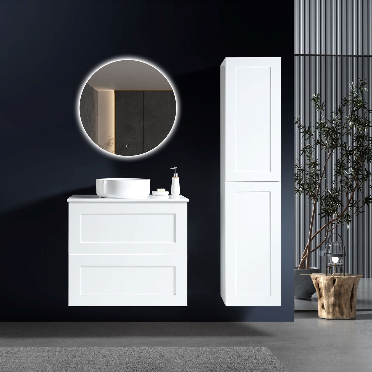 MELA - SHAKER 900 Matt White Wall Hung Vanity with Drawers