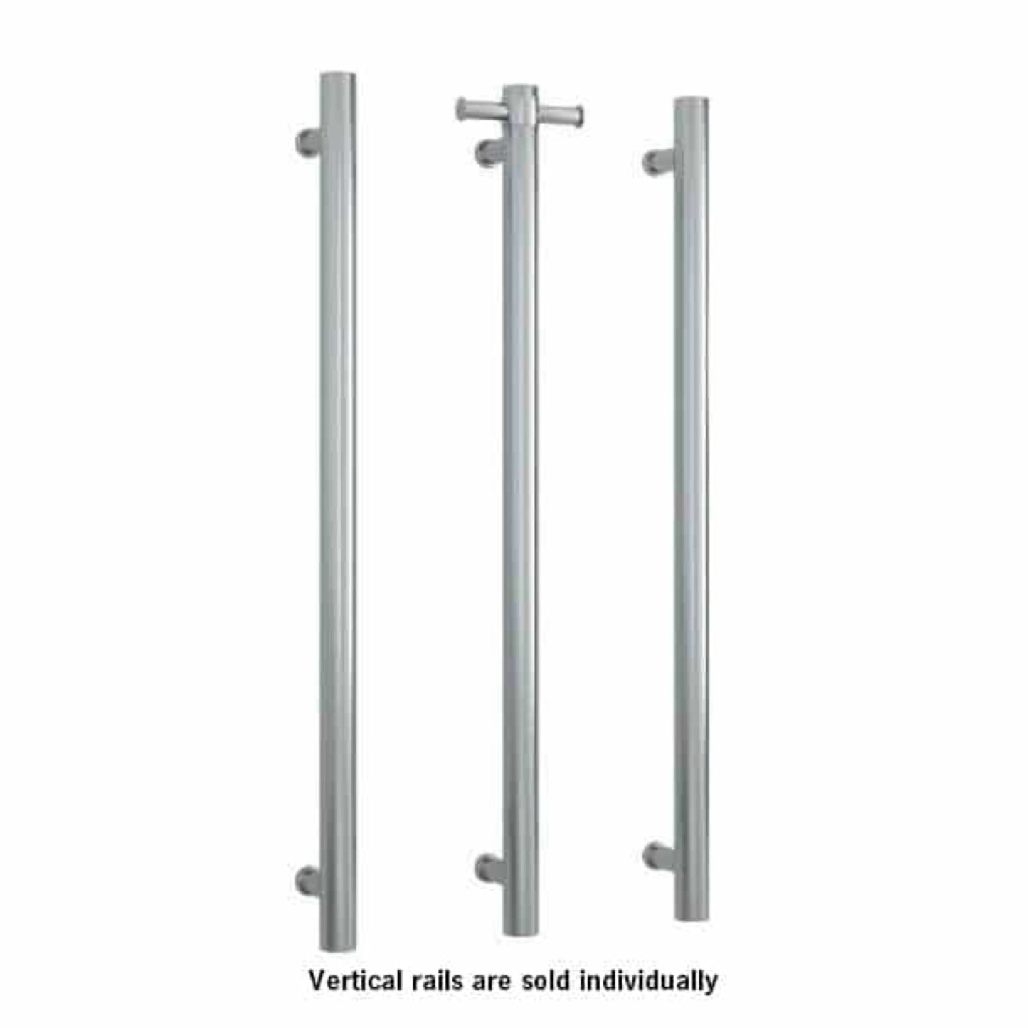 THERMORAIL - VS900HBR Brushed Round Vertical Single Heated Towel Rail