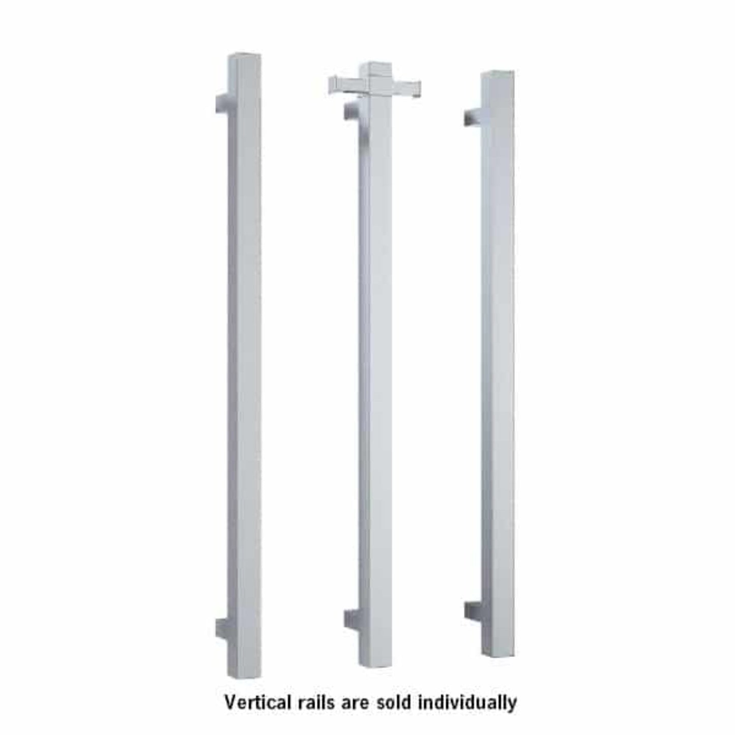THERMORAIL - VS900SH Square Vertical Single Bar Polished Heated Towel Rail