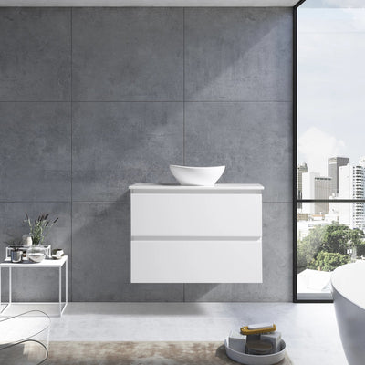 MELA - CLARK 600 Gloss White Wall Hung Vanity with 2 Drawers  from our - MELA - supplier–available at Bathroom City Perth