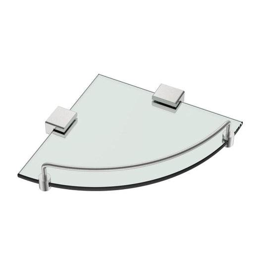 MELA - Corner Glass Shelf Brushed NickelAccessories – available at Bathroom City Perth
