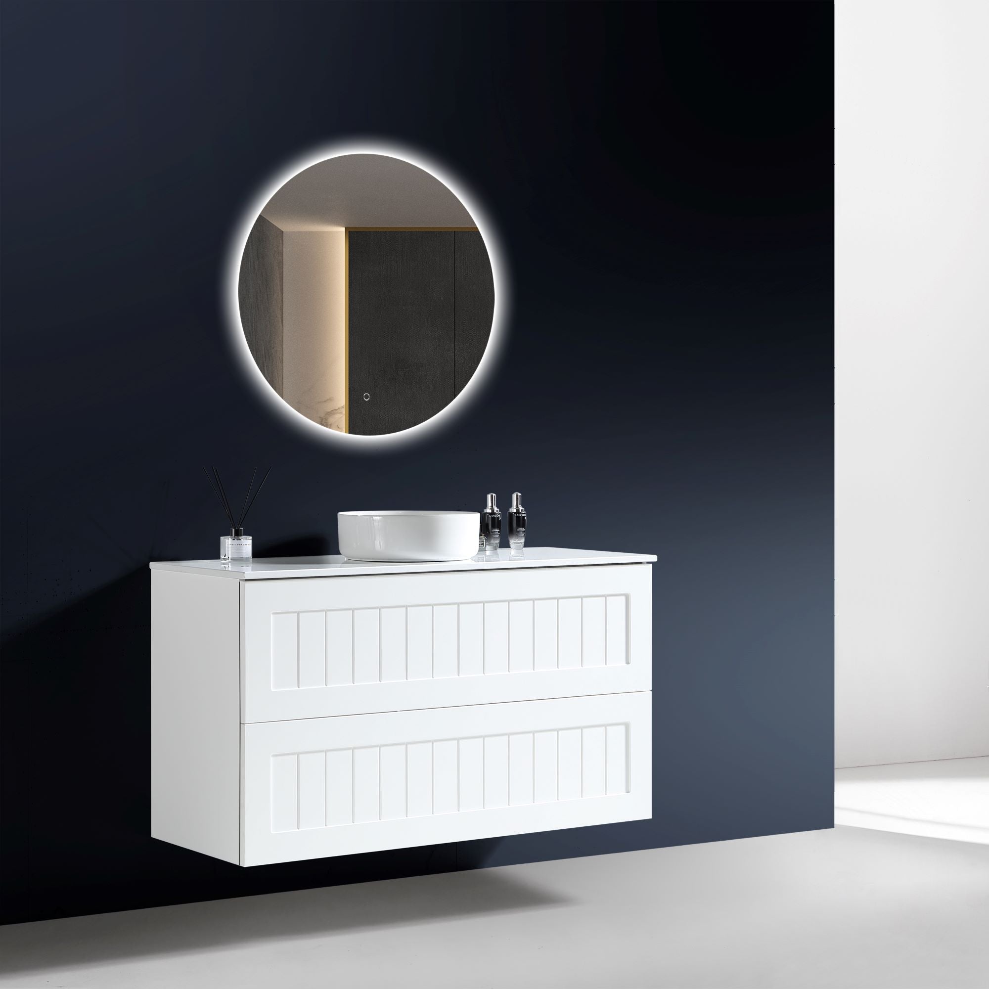 MELA - HAMPTON 1200 Matt White Wall Hung Vanity with DrawersVanities – available at Bathroom City Perth