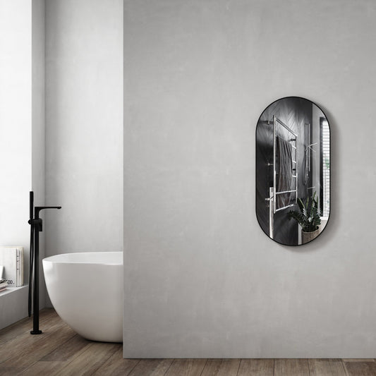 MELA - MIA 450 Oval Mirror Black FrameMirror – available at Bathroom City Perth