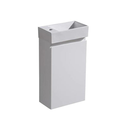 MELA - MOSES 400 Gloss White Wall Hung Powder Room Vanity with Door – available at Bathroom City Perth