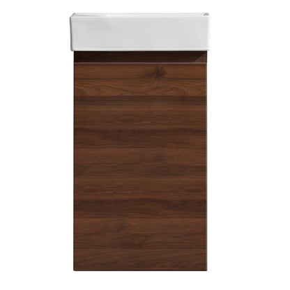 MELA - MOSES 400 Walnut Wall Hung Powder Room Vanity with DoorVanities – available at Bathroom City Perth