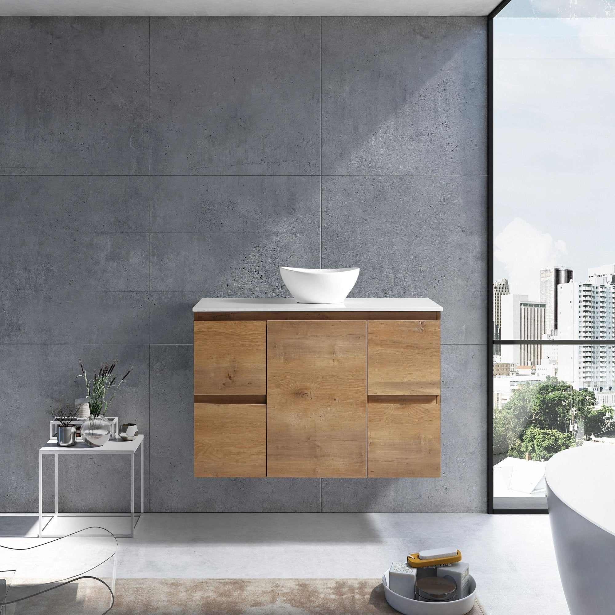 MELA - PADDY 1200 Snafell Wall Hung Vanity with Door & DrawersVanities – available at Bathroom City Perth